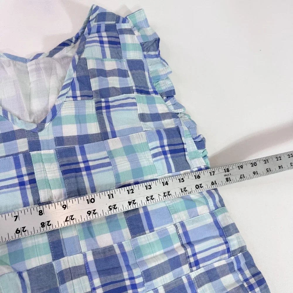 Vineyard Vines Dress Girls 14 Blue Patchwork Madras Flutter Sleeve Shift‎ Cotton